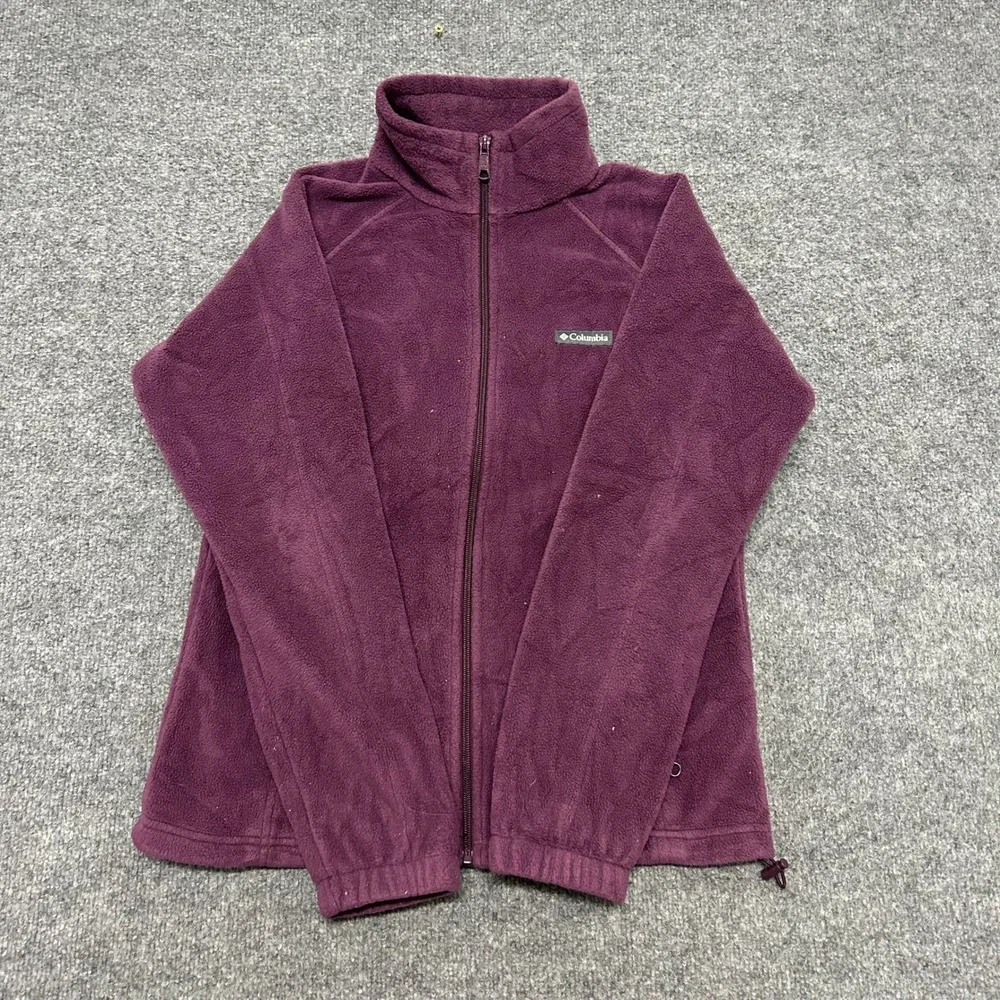 Columbia Fleece Jacket Womens Size M Purple Full Zip Mock Neck Outdoor WL6439